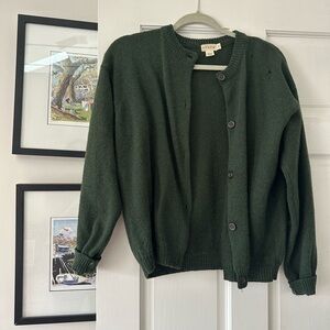 J. Crew Dark Green Cardigan Sweater